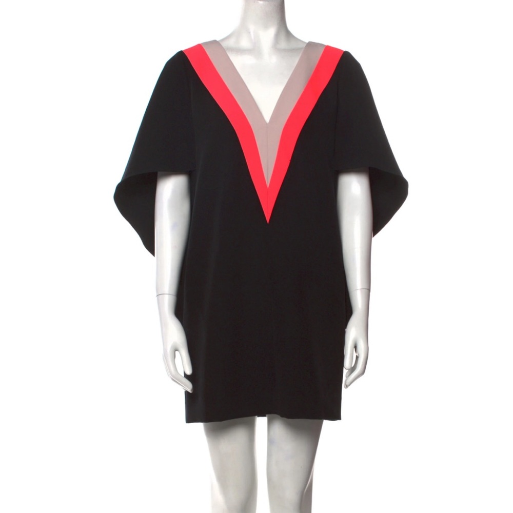 Milly Colorblock V Neck Italian Cady Mini Dress
